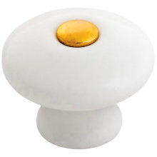 Porcelænsknop guld center Ø35 mm 2 stk.